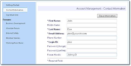 Screen Snapshot: User Profile