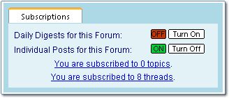 Screen Snapshop: Discussion Board Subscriptions